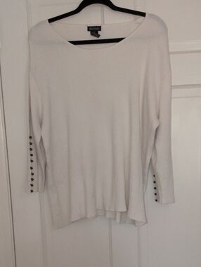 Multiples Cream Ribbed Knit Top
